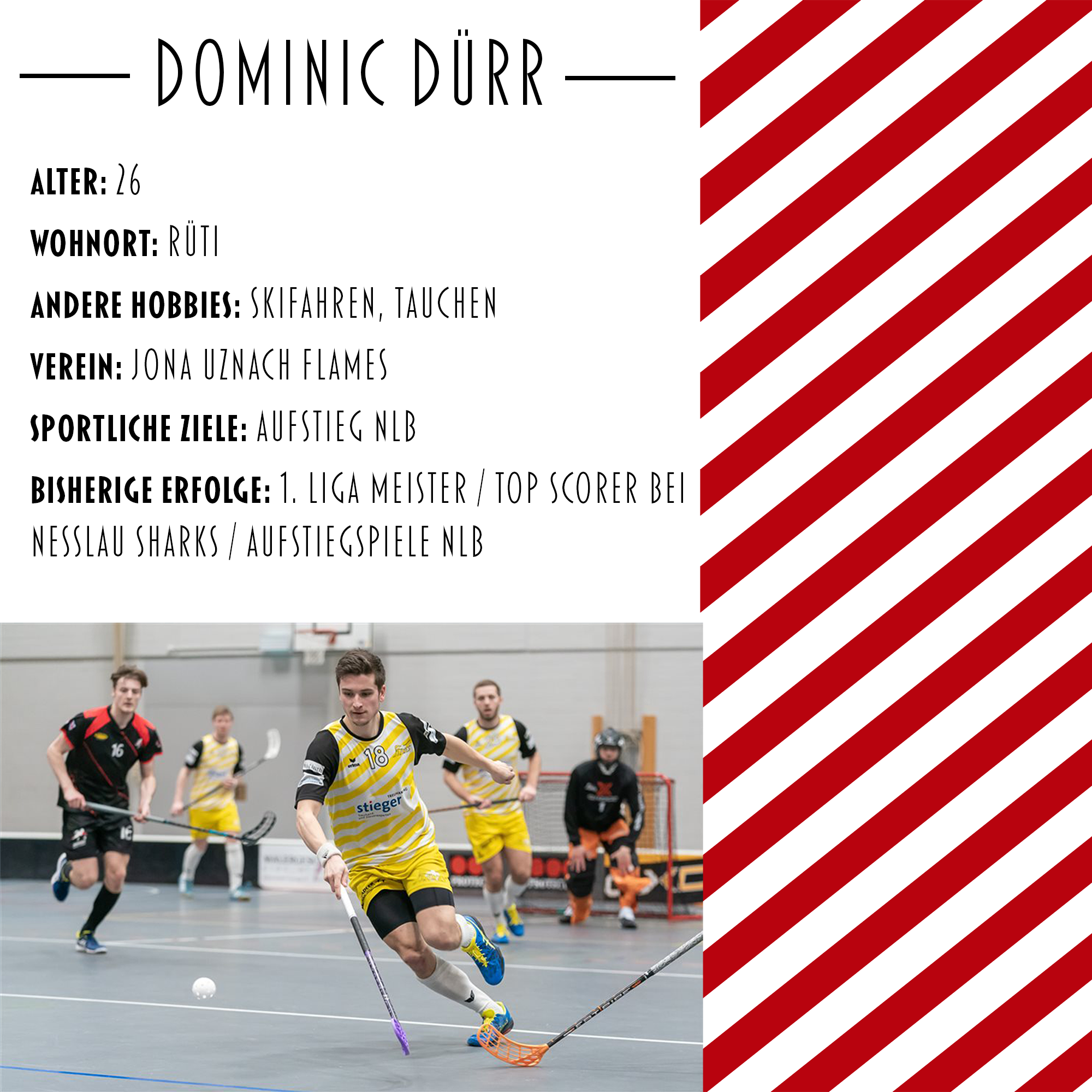 Sponsoring Dominic Dürr Unihockey - Auto Menzi AG